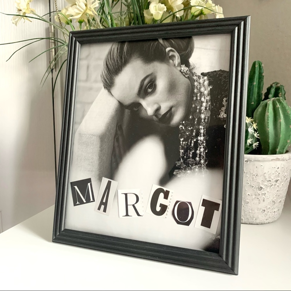 Editorial Collage Wall Art Margot Robbie Black White Glam Portrait Aesthetic